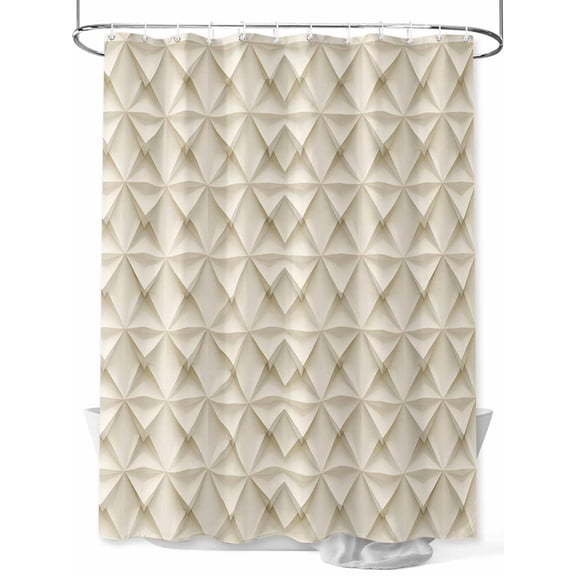Fsddascl Beige Geometric Shower Curtain Set - 36" x 78" Washable Bathtub Curtain with 12 Hooks, Simplistic Chic Rustic Hexagon Pattern Waterproof Fabric Stall Shower Curtains for Bathroom/Bathtub
