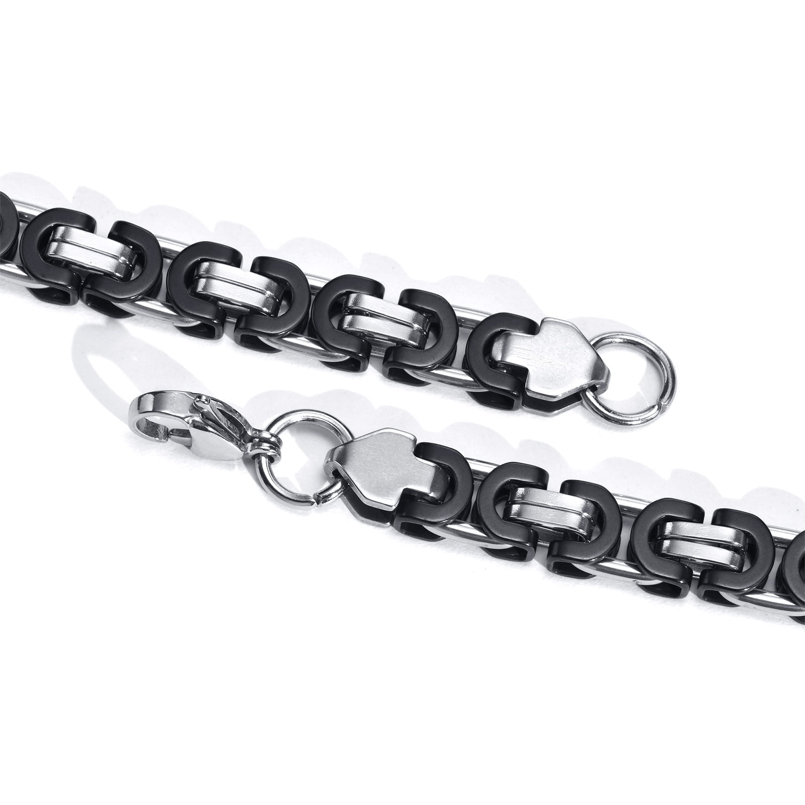 Two Tone Byzantine Bracelets for Men Boys,8.5mm 14K White Gold Braided Link Wristband,Stylish Jewelry Gift for Him