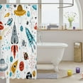 thumbnail image 3 of Kids Space Rocket Shower Curtain Boys Universe Planet Bathroom Shower Curtain Set for Children Outer Space Adventure Bath Curtain Space Ship Design Waterproof Room Decor 72"x84", 3 of 6