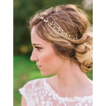 Bride Wedding Headband Pearl Hair Vine Braid Headpieces Bridal Hair Accessories for Women(Sliver)