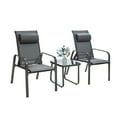 thumbnail image 2 of Gymax 3PCS Outdoor Bistro Set Patio Conversation Set w/ Adjustable Backrest Grey, 2 of 10