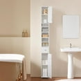 thumbnail image 4 of Haotian Bathroom Skinny Tall Storage Cabinet, Slim Stand Narrow Tower Cabinet with Adjustable Shelves for Small Spaces, White BZR167-GW, 4 of 18