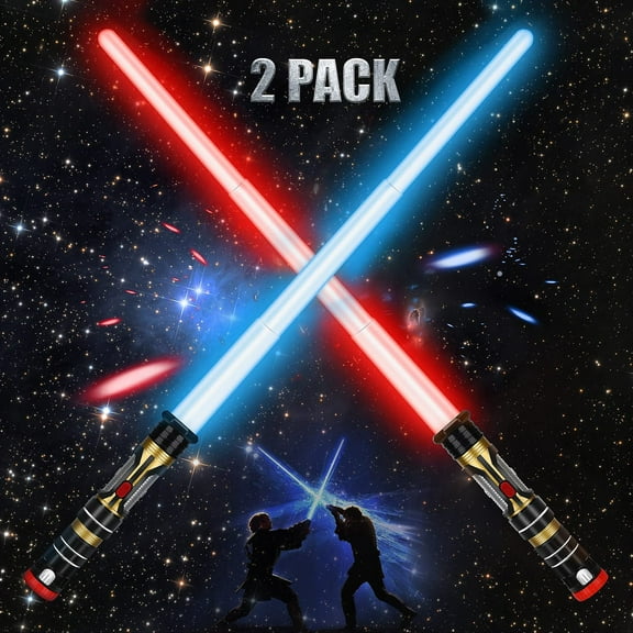 TOY Life Light Up Saber - 2 Pack Lightup Saber, Telescopic Extendable & Collapsable Laser Sword