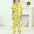 thumbnail image 5 of Pajamas for Girls 3pcs Button-Down Pjs Short Sleeve Long Pants with Shorts Cute Patterns Valentine's Day Pajama Outfit with Pockets Loung Sets Silk Nightwear Sleepwear Nighty, 5 of 5