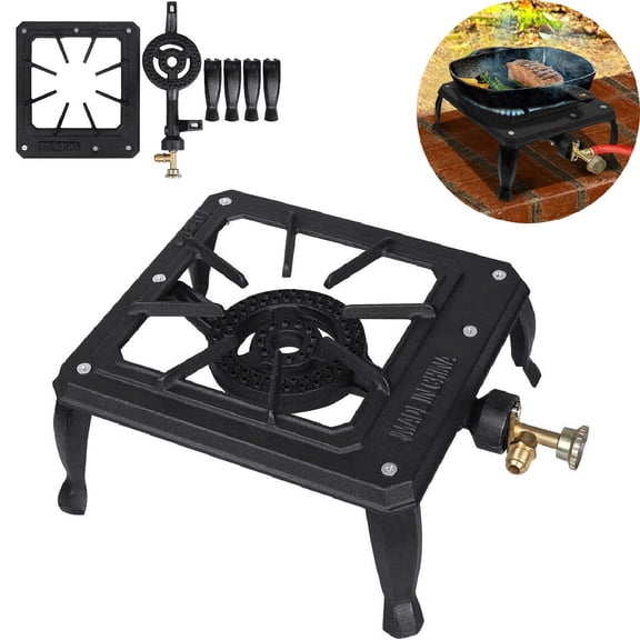 Eurhowing Portable Propane Burner 90,000 BTU, Camping Stove Single Burner, Cast Iron Gas Cooker for Outdoor Cooking, Backpacking