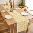 thumbnail image 3 of Yellow Orange Gingham Table Runner Farmhouse Buffalo Plaid Checkered Tablerunners 13 x 48 Inch, Table Decorations Tabletop Scarf for Summer Gathering Holiday Farmhouse Kitchen Dining Decor, 3 of 4