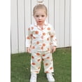 thumbnail image 5 of RUINIXCW Toddler Baby Girl Silk Stain Halloween Pajama Set Kids Fall Winter PJS Set Sleepwear Pumpkin Print Long Sleeve Button Down Shirt and Pants Set Homewear Loungewear, 5 of 9