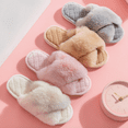 thumbnail image 2 of DrifWoo Women's Fluffy Slippers Soft Furry Cross Band Design  Memory Foam Cushion  Anti-Slip Indoor House Shoes Cozy Warm Slippers for Home Bathroom Kitchen, 2 of 3