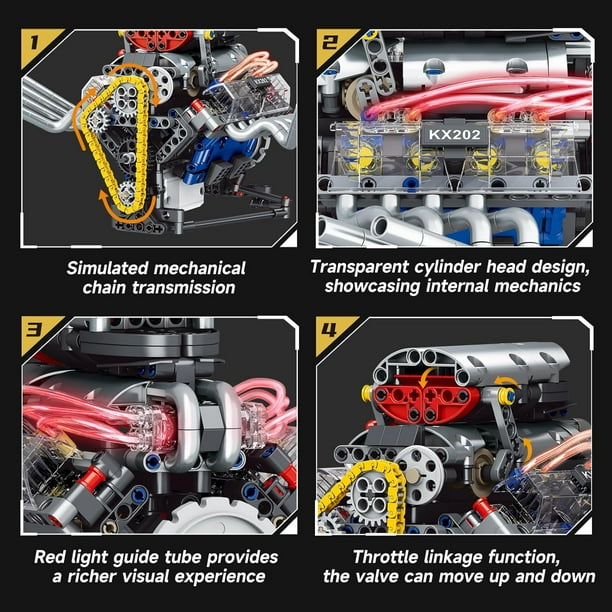 GZBrick V8 Engine Building Sets 8-Cylinder Visible