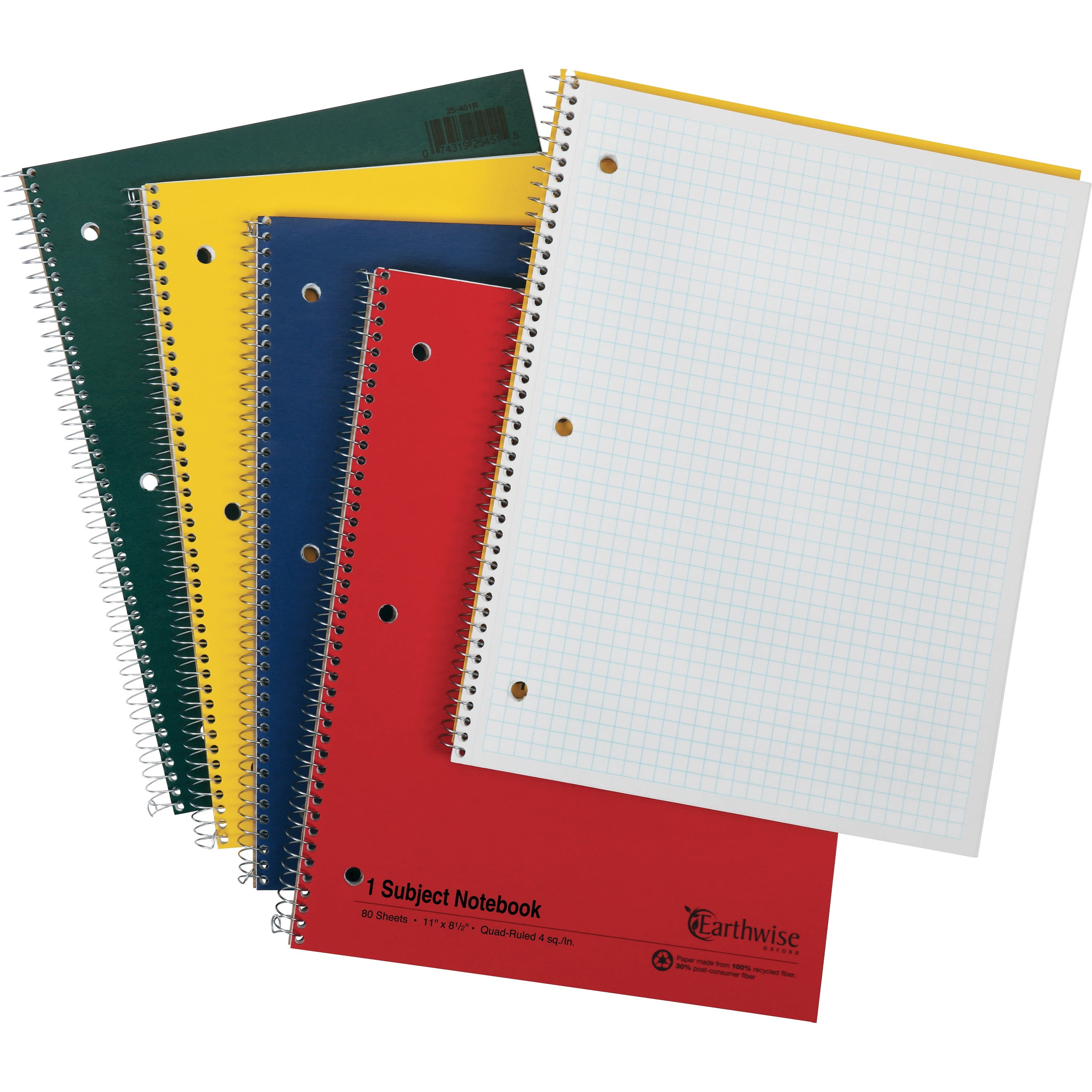 Oxford, TOP25451, 3 Hole Punched Wirebound Notebook Letter, 1 Each