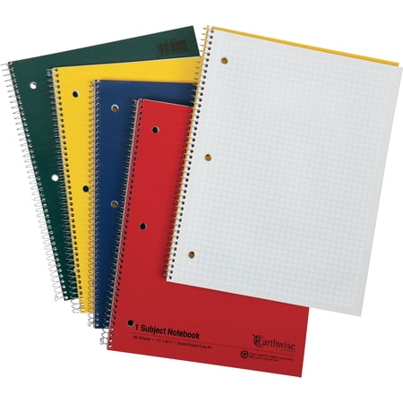 Earthwise By Oxford Recycled Single Subject Notebook, Quadrille Rule/unruled, Randomly Assorted Covers, 11 X 8.5, 80 Sheets | Bundle of 5 Each