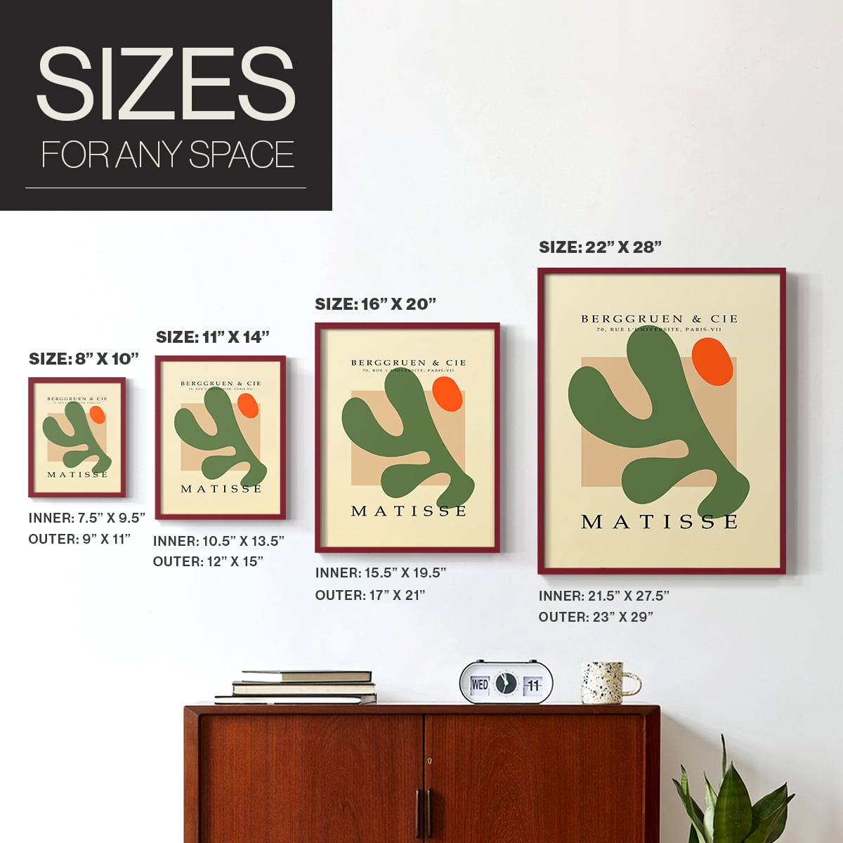 Matisse CCCXLI in Red Solid Wood 22 x 28 Framed Print