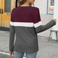 thumbnail image 6 of Yigetop Womens Tops Women's Color Block Tunic Tops Casual Long Sleeve Shirts Round Neck Pullover Colorblock Tops for Women Wine 2XL, 6 of 8