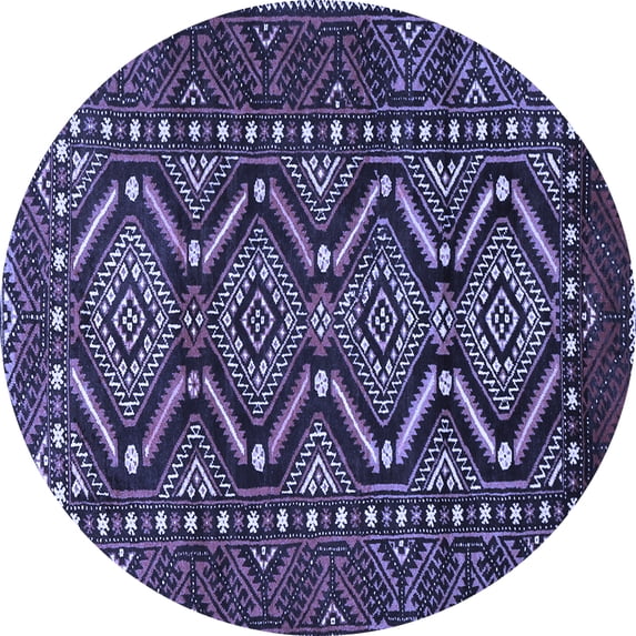 Ahgly Company Machine Washable Indoor Round Persian Blue Traditional Area Rugs, 3' Round