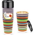 thumbnail image 1 of Paper Hot Cups with Lids - Premium Insulated Ripple Wall Hot Coffee Tea Chocolate Drinks Perfect Travel To Go Disposable Colorful Paper Cup and Lids 16 Ounce 12 Pack, 1 of 8
