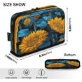 thumbnail image 3 of Standing Pencil Case with Base Large Capacity Stationery Pouch Pen Bag with Zipper for Women Men Blue Leaves and Sunflowers, 3 of 7