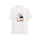 thumbnail image 3 of Summer Cute Cartoon Cat Print Long T-Shirt for Women, Casual Loose Crew Neck Short Sleeve Top, Cotton Knit Fabric, 185g/m² - Pullovers, 3 of 8