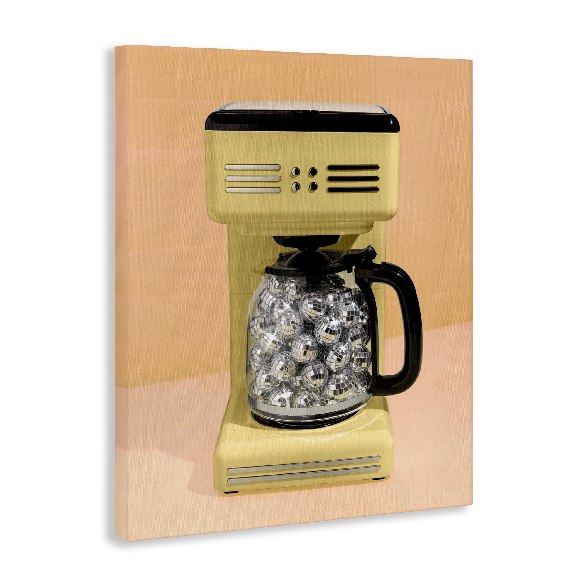 Stupell Industries Disco Coffee Maker over Yellow Canvas Wall Art, design by LISH Creative