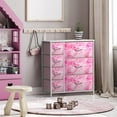 thumbnail image 6 of Kids Dresser with 7 Drawers - Storage Chest Organizer Unit with Steel Frame, Wood Top & Handles, Tie-dye Fabric Bins for Clothes - Wide Furniture for Bedroom Hallway Kids Room Nursery & Closet, 6 of 7