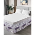 thumbnail image 4 of Purple Vintage Lavenders Wrap Around Bed Skirts for King Bed 18" Drop,Bed Skirt with Adjustable Elastic Belt Dust Ruffle Bed Valance for Bedroom Hotel Farmhouse Wooden Retro Art Bed Frame Cover, 4 of 7