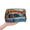 thumbnail image 5 of Bingfone Rustic Vintage Truck Autumn Print Leather Makeup Bag, Portable Hand-held Zipper Female Cosmetic Bag Toiletry Bag, Suitable for Home and Travel, 5 of 6