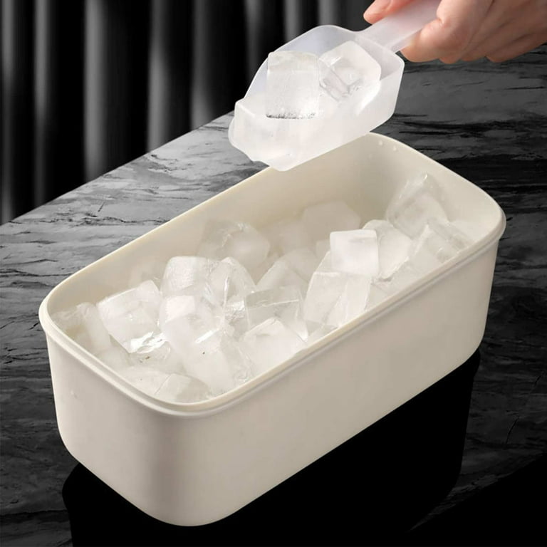 Ice Box Making Mould with Lid for Freezer, Iced Cocktail Whiskey Tea Coffee  2 Moulds 1 Ice Bucket and Spoon 