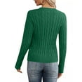 thumbnail image 6 of Women's Classic Cable Knit Pullover Sweaters Casual Solid Color Jumpers Cozy Fall Outfits Green XL, 6 of 7