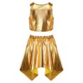 thumbnail image 4 of Doomiva Kids Shiny Jazz Disco Outfits Hip Hop Dance Dress Sets Cheer Outfit for Stage Performance Casual Gear Gold 10-14, 4 of 6