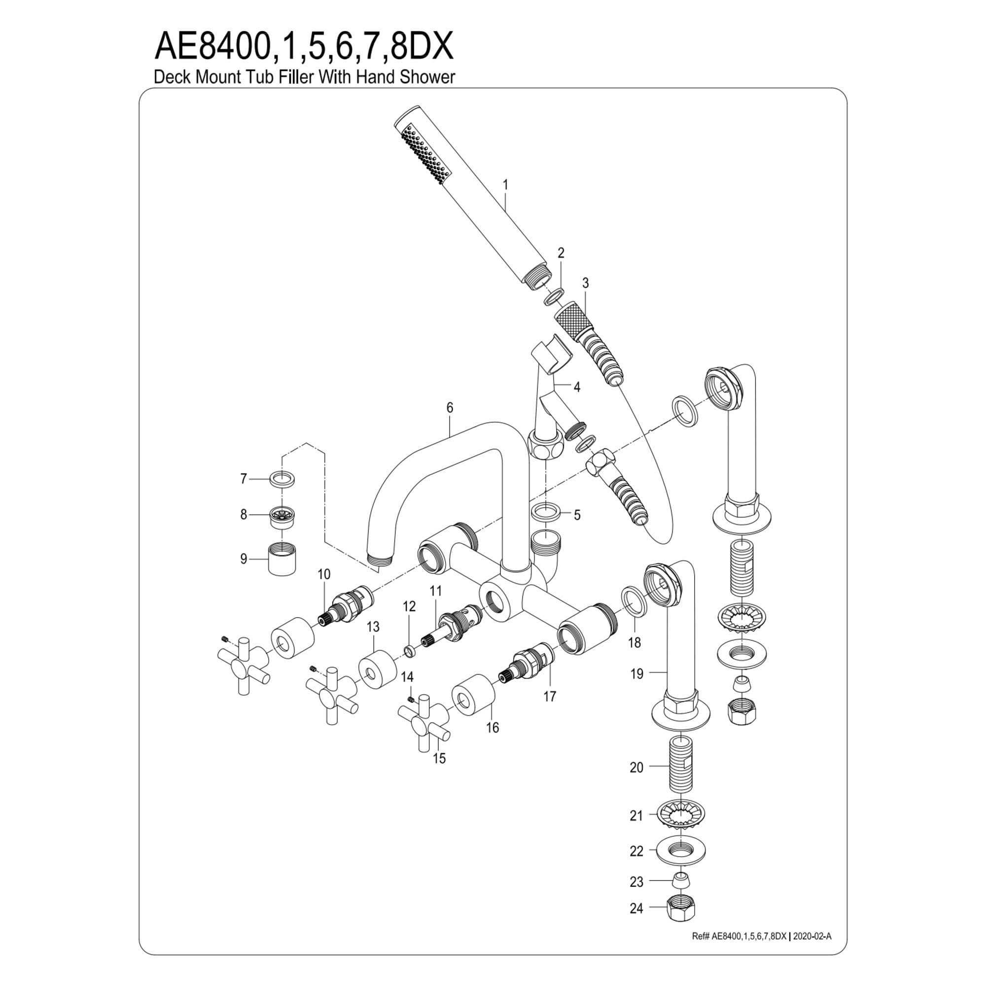 Kingston Brass AE8408DX Concord Three-Handle 2-Hole Deck-Mount Clawfoot Tub Faucet with Hand Shower in Brushed Nickel
