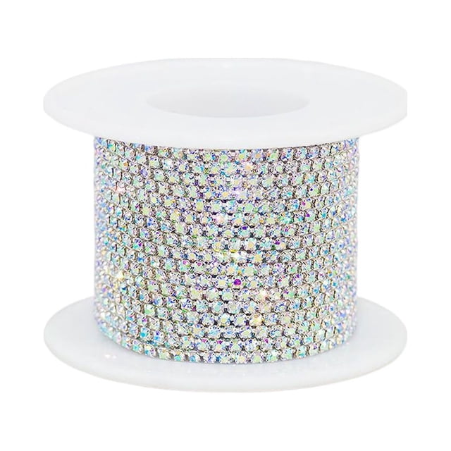 Guardoinrt Rhinestone Link Chain DIY Necklaces Cup Chains Trimming Sewing Supplies Garment Manicure Tips Accessories Decorations Silver AB 1Set