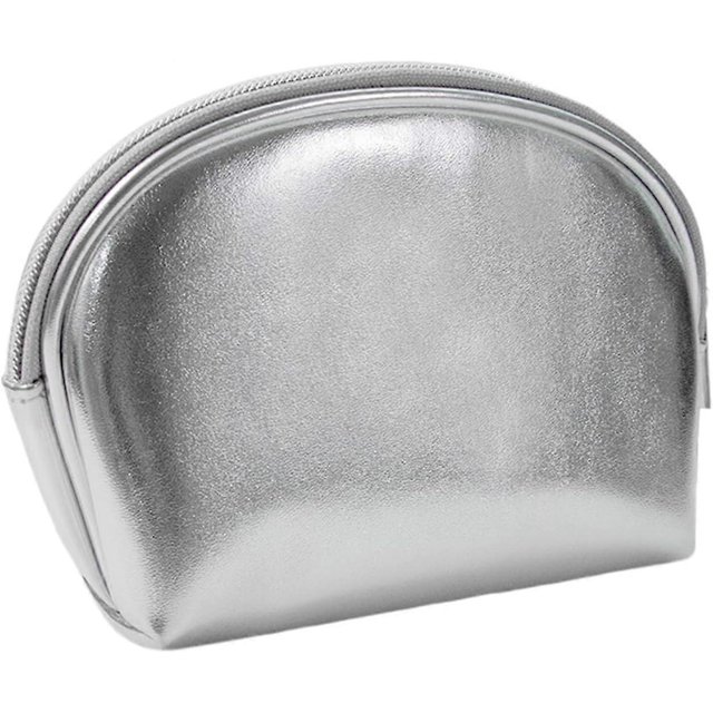 Shell Cosmetic Bag,T-Shaped Cosmetic Bag,Silver Soft Leather Shell Makeup Bag,Mini Handy Makeup Pouch,Cute Makeup Bag Travel Cosmetic Bag