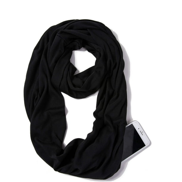 Bufanda Elzama Infinity Loop de color liso con bolsillo oculto para mujer