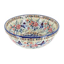 Blue Rose Polish Pottery Blue Butterfly Cereal/Soup Bowl