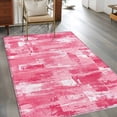thumbnail image 2 of Pink Abstract Area Rugs 4'x6', Washable Small Throw Rugs for Office Bathroom, Vintage Geometric Gradient Oil Painting Modern Indoor Outdoor Rug Non-Slip Low Pile Carpet Runner Reversible Floor Mats, 2 of 8