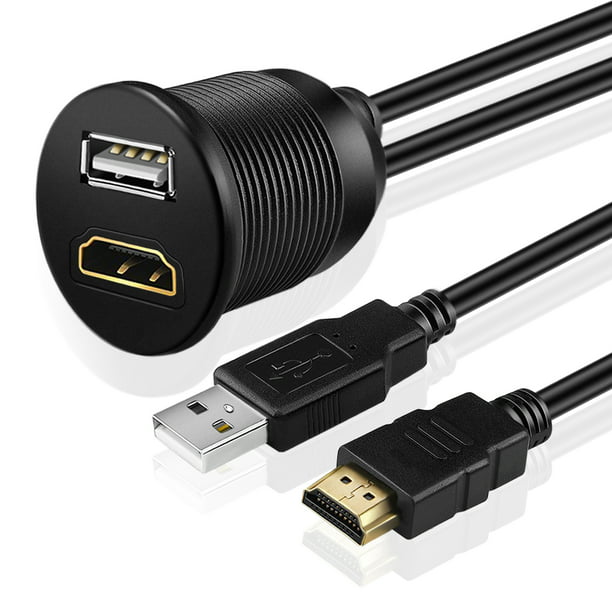 træk uld over øjnene Anklage kærlighed USB HDMI Flush Mount Cable - Dashboard Panel Dash Mount USB + HDMI Port  Socket Jack Plug