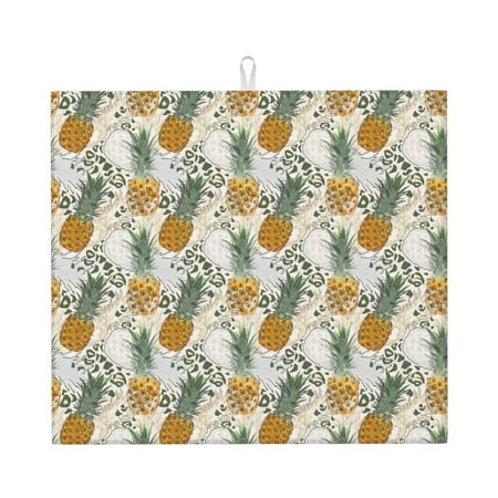 

Pofeuu Fruit Pineapples Print Ultra Water Absorbent Microfiber Dish Drying Mat Drying Mat for Kitchen Kitchen Counter Accessories