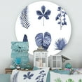 thumbnail image 2 of Designart 'Abstract Set Of Plant Leaves Blue' Traditional Circle Metal Wall Art 11x11 - Disc of 11, 2 of 5