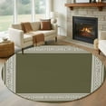 thumbnail image 2 of Olive Green Greek Key Large Area Rugs for Bedroom Living Room, Soft Non Slip Carpet Bedside Rug, Geometric Greece Ancient Farmhouse Geo Round Floor Cover Kitchen Accent Rug 5' for Dining Room/Office, 2 of 9