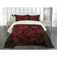 thumbnail image 3 of Ambesonne Romance Quilted Bedspread Set 2 Pcs, Drops of Blooming Bouquet, Twin Size, Black Red, 3 of 5