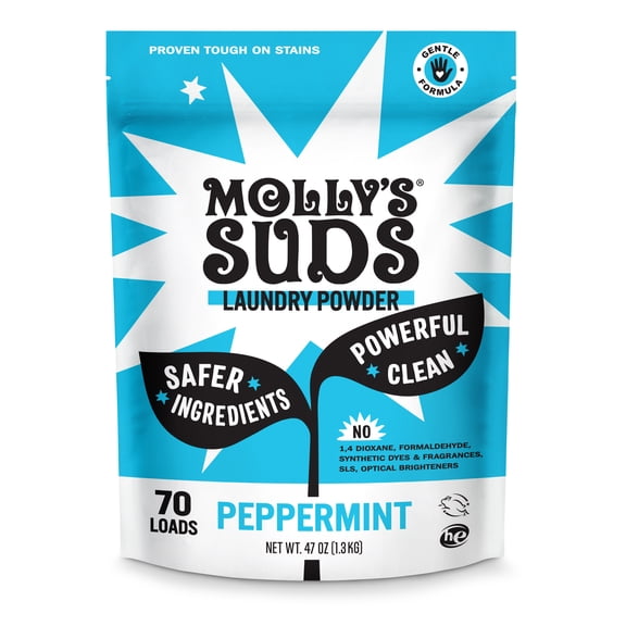 Molly's Suds Laundry Detergent Powder for Sensitive Skin, 70 Loads (Peppermint)
