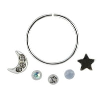 Claire's Women's Sterling Silver 20G/22G Moon and Star Nose Rings, 3 Pack