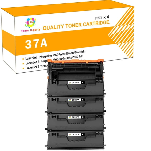Toner H-Party 4-Pack Compatible Toner Cartridge for HP 37A CF237A 37X CF237X LaserJet Enterprise M607n M607dn M608dn M608x M609dn M609dh M632h M632fht M631z M631dn MFP M631h M632z M633z Black