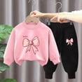 thumbnail image 2 of Taybagh Girls Outfits Size 6 Bow Printed Sweatshirt Pants Toddler Girls Clothes Size 6 Birthday Baby Winter 2 Pieces Outfits, 2 of 5