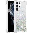 thumbnail image 3 of Compatible with Samsung Galaxy S22 Ultra Case Glitter Liquid Cute Clear Phone Case Floating Quicksand Shockproof Protective Bumper Silicone Soft TPU Case for Galaxy S22 Ultra Love Sliver YB, 3 of 12