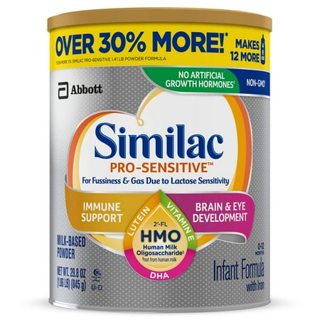 Similac Pro-Sensitive Non-GMO with 2'-FL HMO Infant Formula with Iron for Immune Support, Baby Formula 29.8 oz