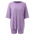 thumbnail image 4 of BOOMNY Womens 2 Peice Sets Solid Short Sleeve Ribbed Knit Tops Shorts Outfits for Women Summer Casual Matching Sets, 4 of 5