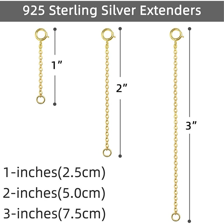 Gold Necklace Extenders 14K Gold Necklace Extenders 925 Sterling Silver Chain Extension S for Women Durable Strong Removable Necklace Bracelet Jewelry