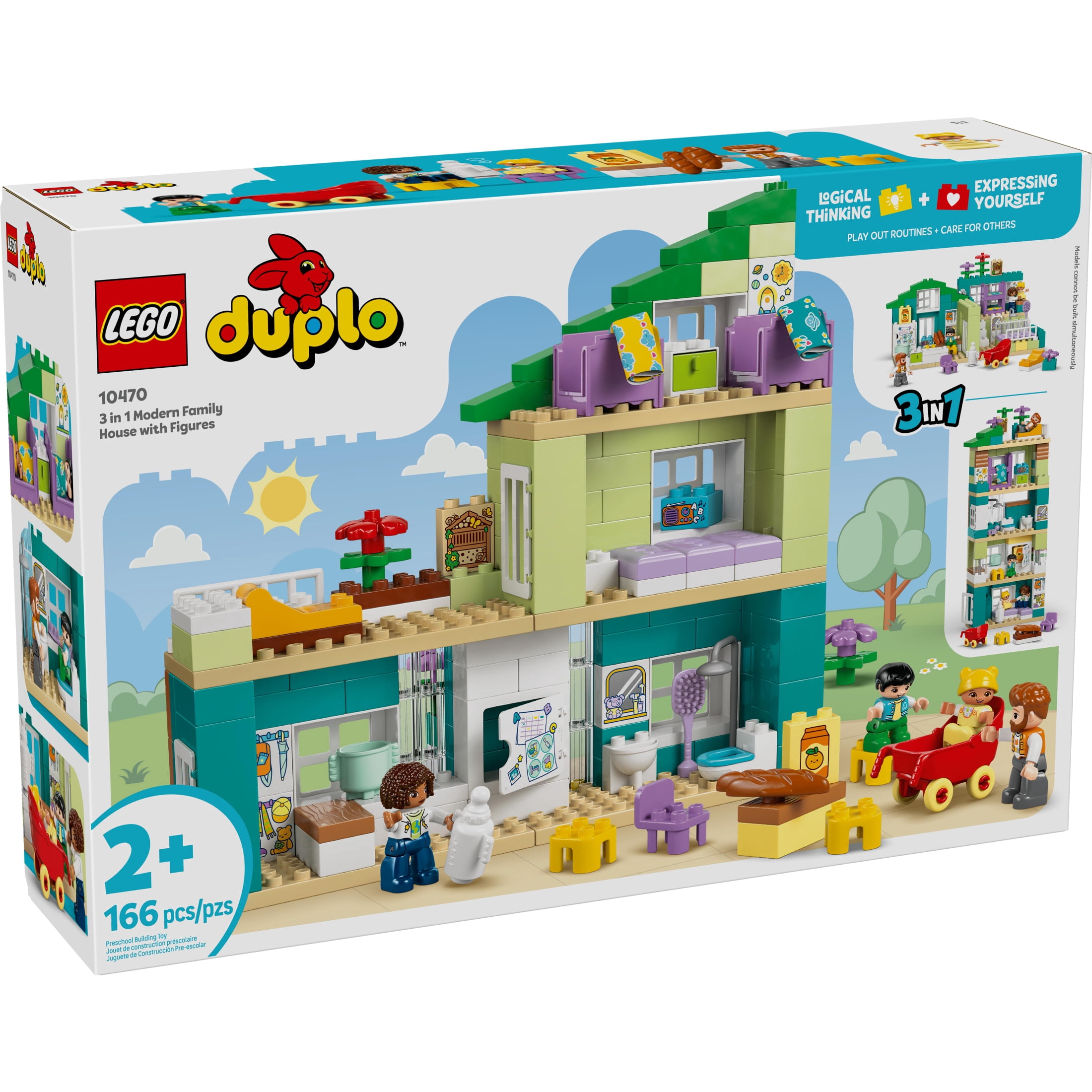 LEGO DUPLO Town 3 in 1 Modern Family House with Figures Building Toy - Learning Play Set for Toddler Boys & Girls, Ages 2+ - Fine Motor Skills Toys for Preschool - Gift for Birthdays - 10470