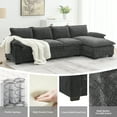 thumbnail image 6 of 118"Convertible Sectional Sofa L Shaped Cloud with Reversible Chaise Lounge, Chenille Upholstered Cloud Sofa with Double Seat Cushions, 5-seat Sofa Sleeper Sofa Couch for Living Room Apartment, Gray, 6 of 9