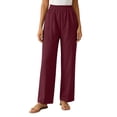 thumbnail image 2 of Women's Relaxed Fit Chinos With Elastic Waist And Pockets Mid Rise Straight Trousers For Weekend Casual, 2 of 6